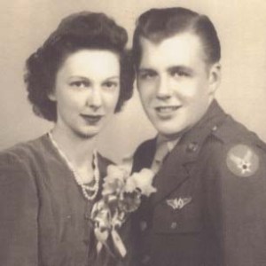 Wedding photo of Sgt. Bob Klepzig and Miss Ann D. Reid February 18, 1944